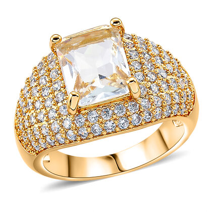 Wei&szlig;er Zirkonia Ring Nickelfreies Messing gelb vergoldet (Gr&ouml;&szlig;e 19.50)