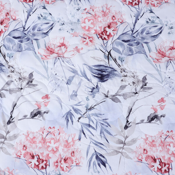 SERENITY NIGHT: 3er-Set - Bettdecke und 2 Kissenbez&uuml;ge, Blumenmuster, Blau und Rosa&nbsp; image number 4