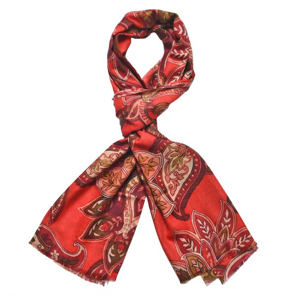 LA MAREY Schal aus 100% Premium-Kaschmir mit Digitaldruck, 70x200 cm, rot image number 8