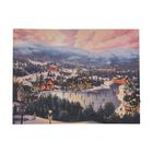 Winterlandschaftsleinwand mit 10 LED- und 30 Glasfaserlichtern, 3XAA, 30 x 40 cm, Schlittschuhsee