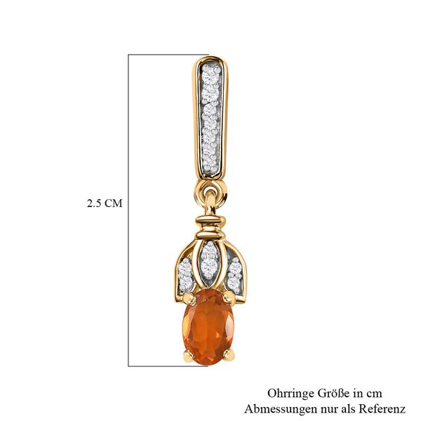 AA Salamanca Feueropal, Wei&szlig;er Zirkon Ohrringe 925 Silber Gelbgold Vermeil ca. 0.84 ct image number 5
