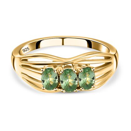 Natürlicher Merelani Mint-Granat Ring, 925 Silber vergoldet (Größe 18.00) ca. 0.57 ct