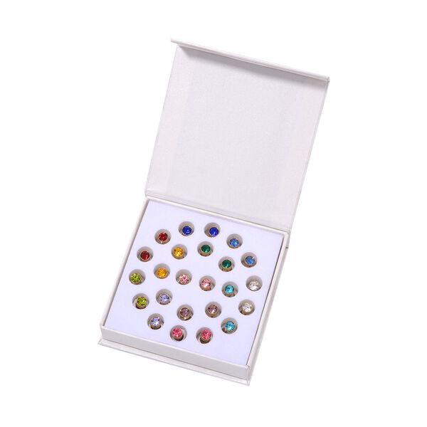 12er-Set- Austauschbare mehrfarbige Kristall-Ohrstecker in Goldton image number 4