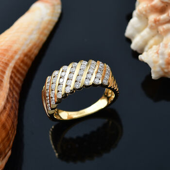 LUXURIANT SGL zertifizierter VS-EF Labor Diamant Ring, 925 Silber 750 Gelbgold Vermeil - 1 ct.