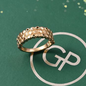 GP Trionfo Honeycomb Kollektion - Kanchanaburi Blauer Saphir Ring 925 Silber 750 Gelb Vergoldet (Gr&ouml;&szlig;e 17.00)