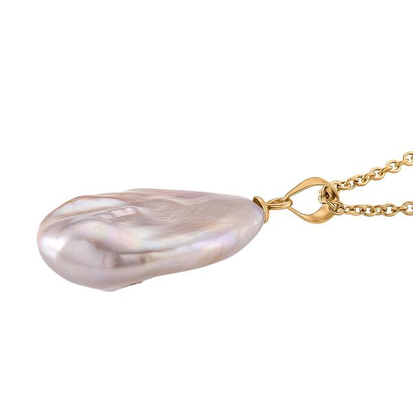 AAA Lila S&uuml;&szlig;wasser Perle Anh&auml;nger mit Kette, ca. 50 cm 316L Edelstahl goldfarben image number 3