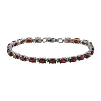 Rotes Granat-Armband, ca. 19 cm, Edelstahl, ca. 13.50 ct