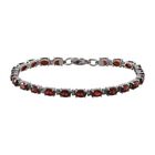 Rotes Granat-Armband, ca. 19 cm, Edelstahl, ca. 13.50 ct
