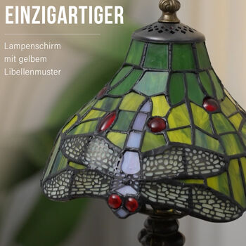 Handgefertige Tiffany-Stil Tischlampe, Buntglas, Gelbe Lilie