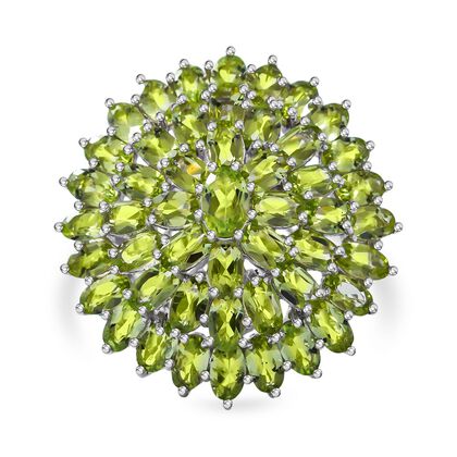 AA Nat&uuml;rlicher Peridot Ring, 925 Silber rhodiniert (Gr&ouml;&szlig;e 20.00) ca. 11.67 ct