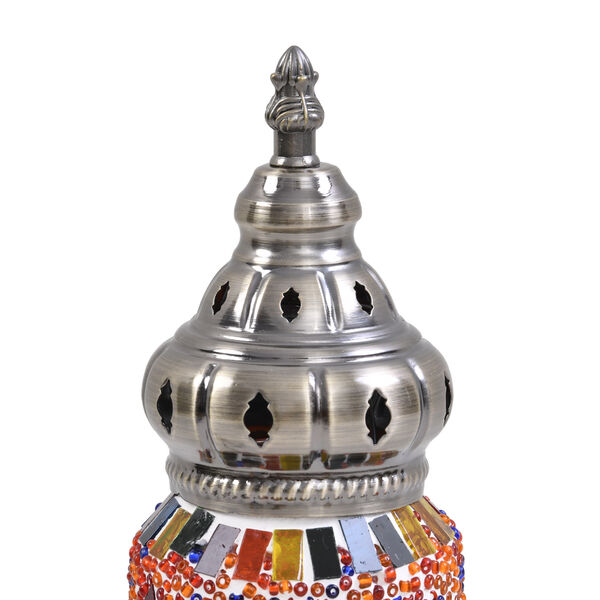 Handgefertigte orientalische Mosaik Glas Tischlampe - Zylinderform, Gr&ouml;&szlig;e 13x13x40 cm, Orange image number 4