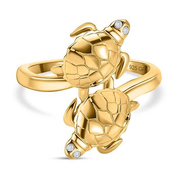 GP Trionfo Kollektion - Wei&szlig;er Diamant, Kanchanaburi Blauer Saphir Ring, 925 Silber Gelbgold Vermeil (Gr&ouml;&szlig;e 17.00)