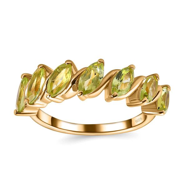 Nat&uuml;rlicher Peridot Ring, 925 Silber Gelbgold Vermeil (Gr&ouml;&szlig;e 17.00) ca. 1.74 ct image number 4