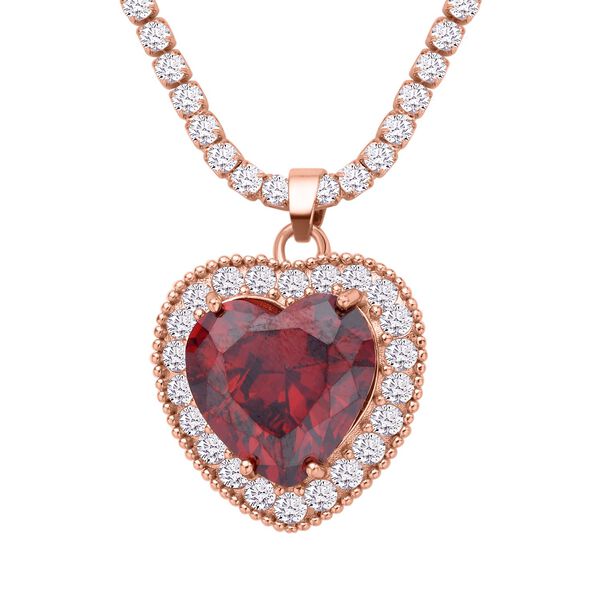 Granat Zirkonia Herz-Halskette 50 cm ca. 13,00 ct image number 2