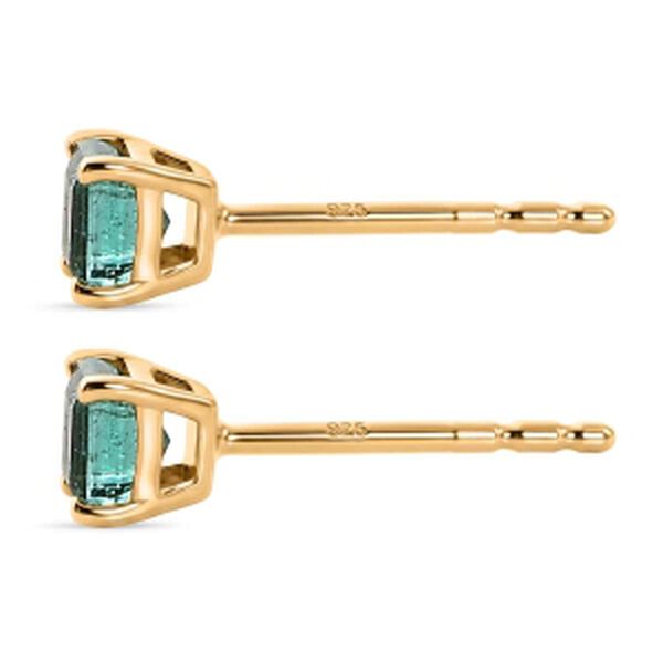 D'Joy AAA Kagem Sambischer Smaragd Ohrringe 925 Silber 750 Gelbgold vermeil ca. 0.64 ct image number 3
