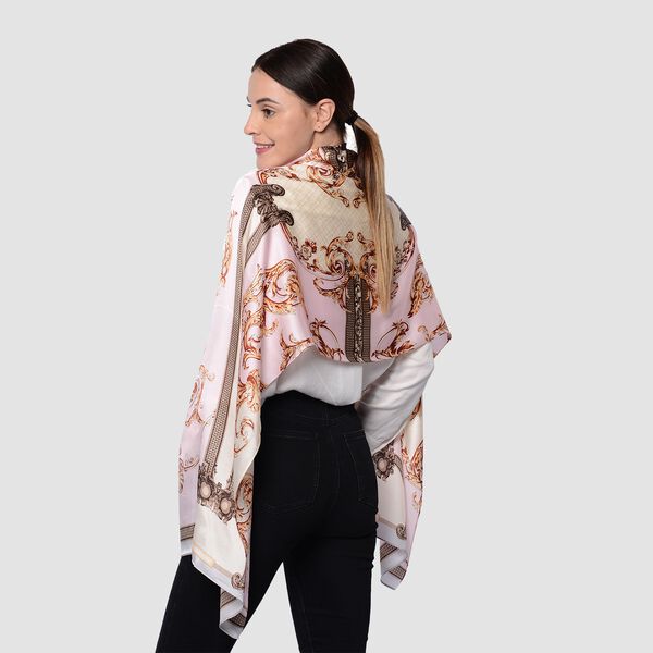 LA MAREY: Bedruckter Schal aus 100 %  Maulbeerseide, Schn&ouml;rkelmuster, inkl. Geschenkbox, Rosa-Gold image number 7