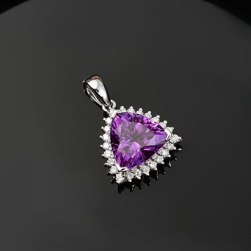 LUXURIANT DIAMOND- zertifiziert und geprüft AAA Labor Lila Saphir und Labor Diamant Anhänger in 417 Weißgold - 3,87 ct. image number 1