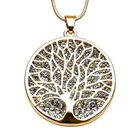 Weißer Kristall Lebensbaum-Anhänger mit Kette, goldfarben
