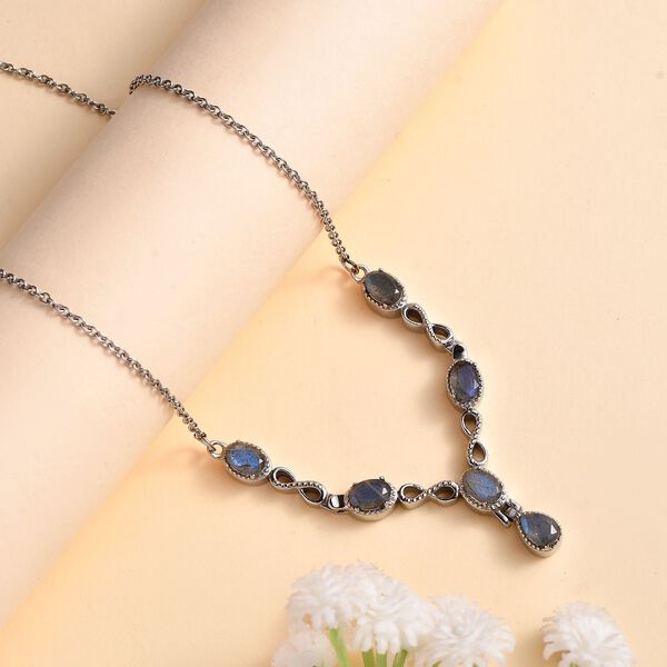 Labradorit Halskette ca. 45 cm Edelstahl ca. 2.91 ct image number 2