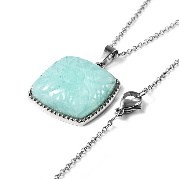 Amazonit-Anhänger mit Kette, ca. 50 cm in Edelstahl image number 3