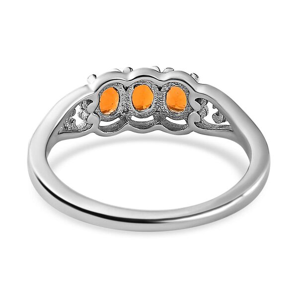 2er-Set-Salamanca Feueropal-Trilogie-Ring und Anh&auml;nger, 925 Silber platiniert, 0,70 ct. image number 6