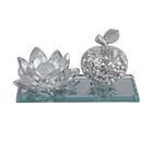 The 5th Season - Kristall-Apfel und Lotusblüte auf verspiegeltem Ständer, 11x6x7cm, Silber image number 2