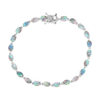 AA Nat&uuml;rlicher, &auml;thiopischer Welo Opal, Lab Grown Diamant Armband ca. 19 cm 925 Silber rhodiniert ca. 6,88 ct.