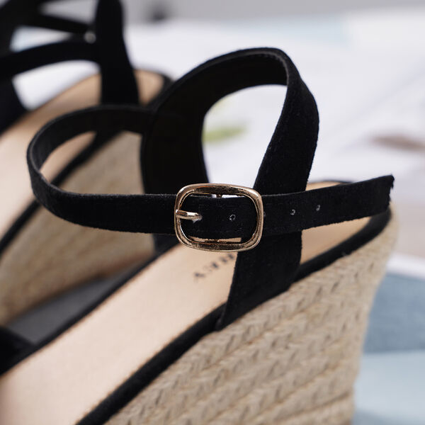 LA MAREY - Espadrilles Schuhe mit Keilabsatz, Größe 38, Schwarz image number 1