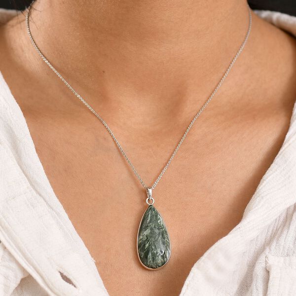 Sibirischer Seraphinite Anhänger 925 Silber rhodiniert ca. 19,42 ct. image number 3