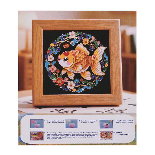 " Golden Lottery Painting frame table disply  Product size: 18.5 * 16 * 5CM Packaging: 1 piece/white box Function: Photo frame, colored sand, water-based eco-friendly adhesive, plastic cup, oil painting scraper" image number 7
