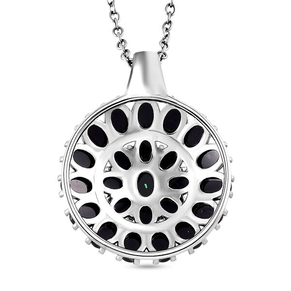 Simuliertes schwarzer Opal Anh&auml;nger mit Kette ca. 50 cm + 5 cm Extender, 316L Edelstahl image number 5