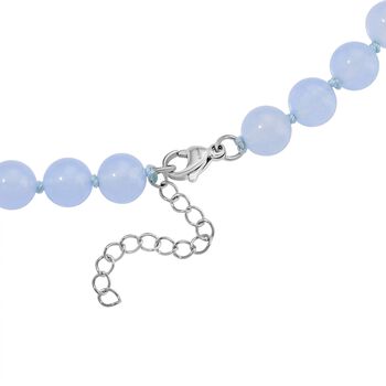 Aquamarin Farbiger Quarzit Halskette ca. Flexibles cm Reiner Edelstahl ca. 255.00 ct