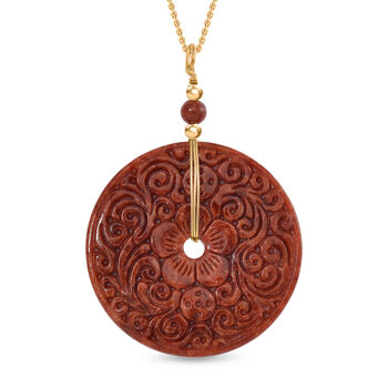 Rote Jade Halskette ca. 50 cm 925 Silber vergoldet ca. 155,00 ct.