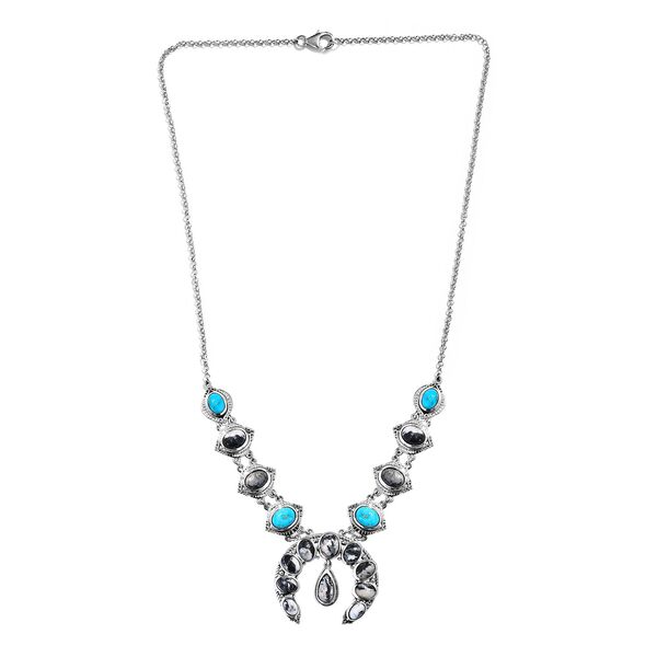 Weiße Büffel und Southhill Türkis-Halskette, 45 cm - 16,37 ct. image number 4