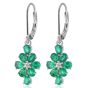 AAA Kagem sambische Smaragd und Zirkon-Ohrringe, 925 Silber rhodiniert ca. 2.25 ct