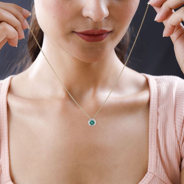 AAA Smaragd und Diamant Anhänger - 1,10 ct. image number 8