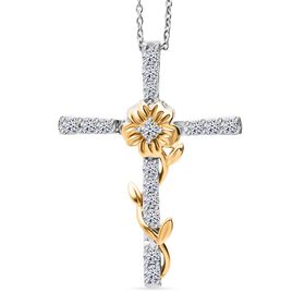 LUXURIANT SI-GH Labor Diamant zweifarbiger Anhänger mit 50cm Kette - 0,51 ct.