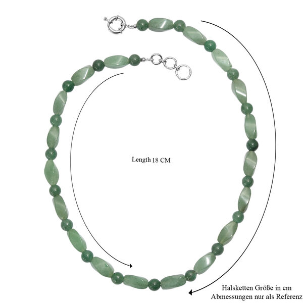 Grüner Aventurin Halskette ca. 50 cm Nickelfreies Messing platiniert ca. 213.00 ct image number 5