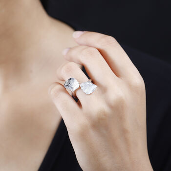 GP Italian Garden Kollektion - Blatt- und blauer Saphir-Ring, 925 Silber rhodiniert