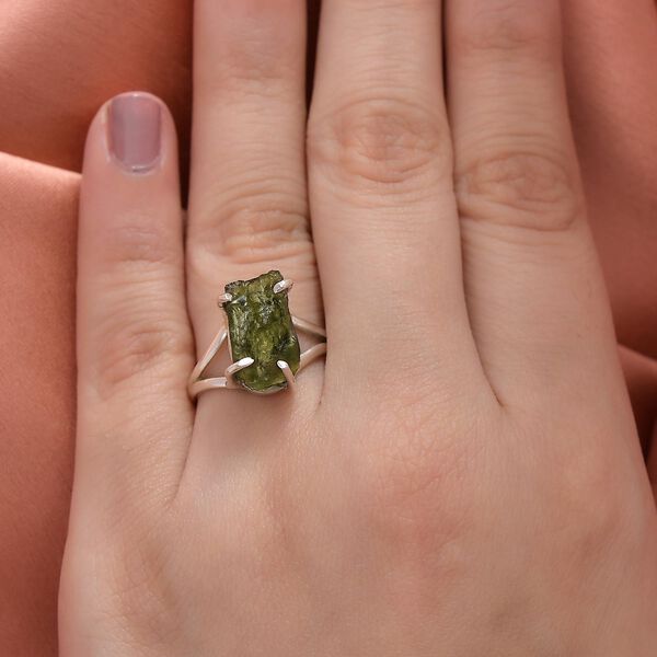 Natürlicher Moldavit-Ring, 925 Silber  ca. 4,80 ct image number 3