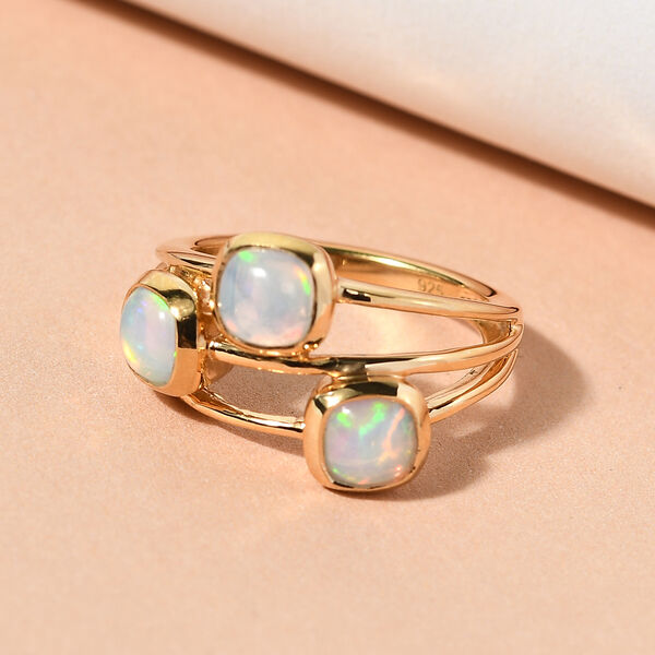 Natürlicher, äthiopischer Opal-Ring, 925 Silber vergoldet 0 c ca. 1,10 ct image number 2