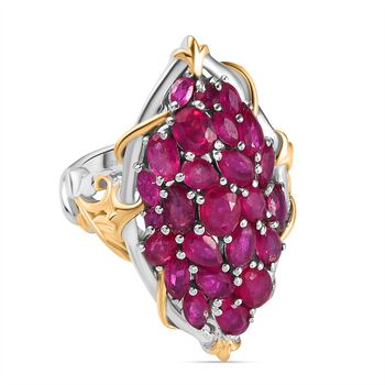 Afrikanischer Rubin (Fissure gef&uuml;llt) Ring 925 Silber Zweifarbige Beschichtung (Gr&ouml;&szlig;e 17.00) ca. 6,95 ct