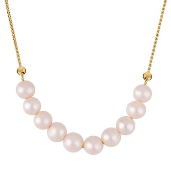 AAA Wei&szlig;e S&uuml;&szlig;wasser Perle Halskette, (7-9mm), ca. 45 cm 925 Silber vergoldet