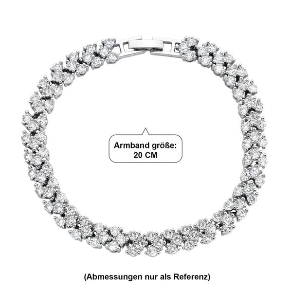 Wei&szlig;er Zirkonia Armband ca. 19 cm Nickelfreies Messing, Silberfarben image number 4