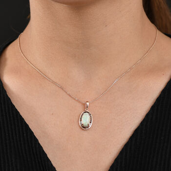 D&rsquo;Joy AA nat&uuml;rlicher, &auml;thiopischer Welo Opal und roter Diamant Anh&auml;nger mit 45cm Kette - 2,45 ct.