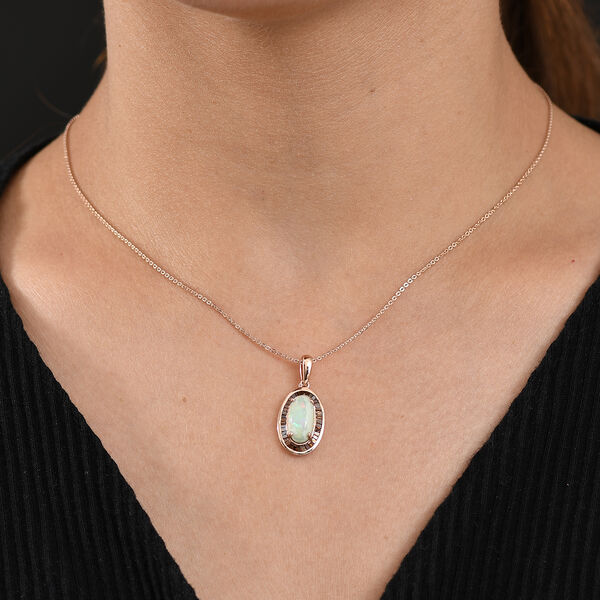 D’Joy AA natürlicher, äthiopischer Welo Opal und roter Diamant Anhänger mit 45cm Kette - 2,45 ct. image number 3