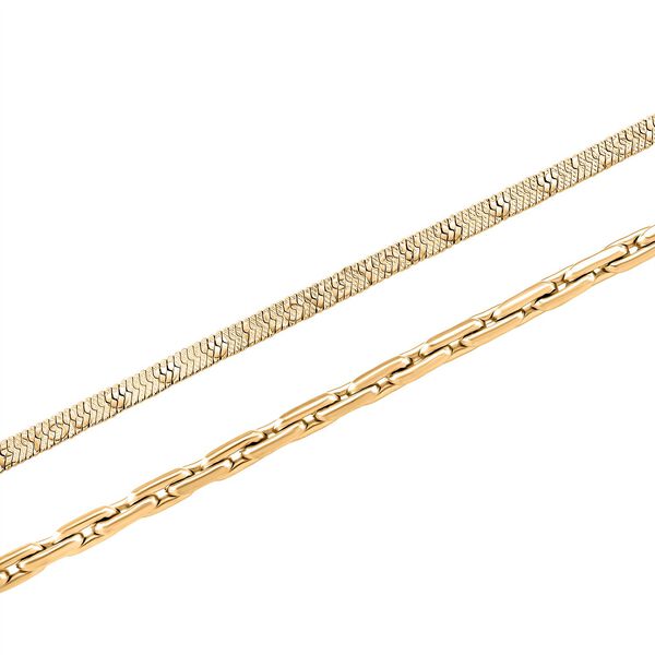 2er-Set Halsketten, Edelstahl, Goldfarben, Gliederkette und Schlangenketten-Optik, ca. 50 + 5 cm image number 8