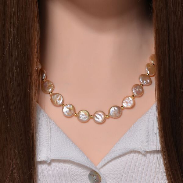 11-12mm pfirsich Süßwasserperlen-Halskette, 50cm - 170 ct. image number 2