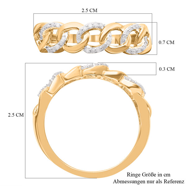Wei&szlig;er Diamant Ring, 925 Silber Gelbgold Vermeil, (Gr&ouml;&szlig;e 21.00) ca. 0.15 ct image number 6