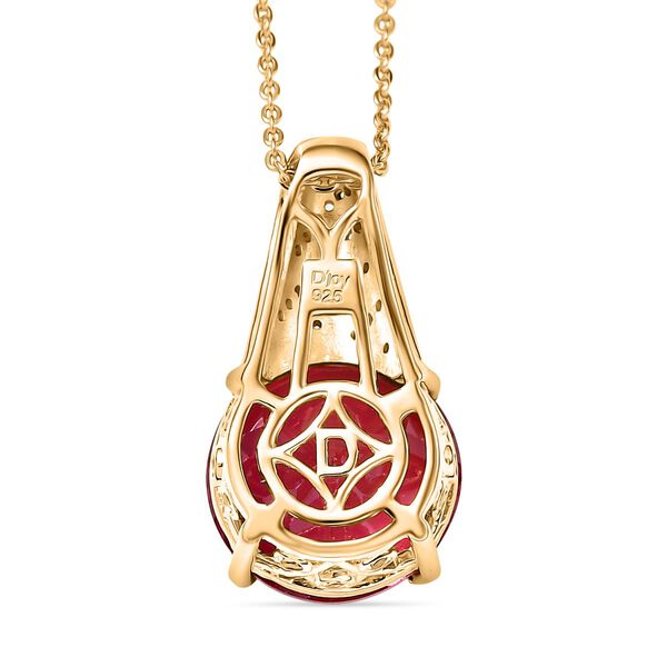 D joy Lab Created Padparadscha-Saphir, Wei&szlig;er Zirkon Schmuckset 925 Silber 750 Gelbgold Vermeil ca. 9,21 ct. image number 5
